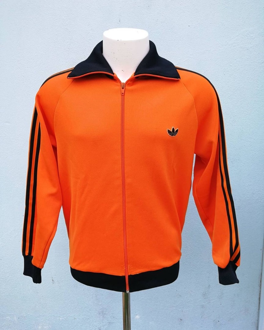 Adidas Vintage Tracktop Sweater Orange Oren BRD West Germany Japan Vtg Jacket