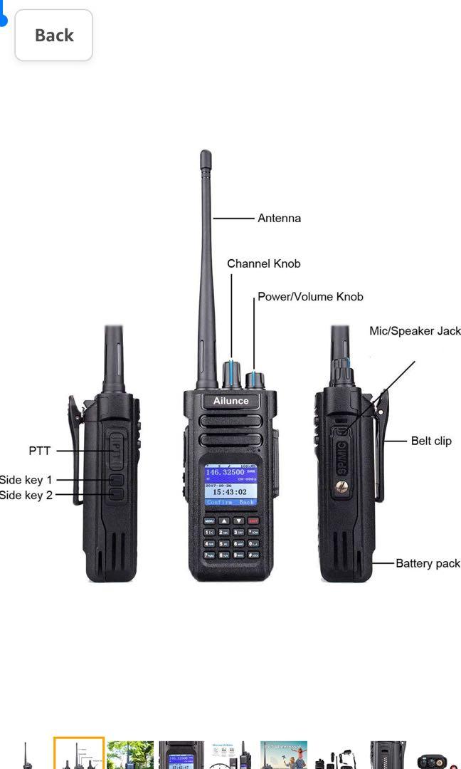 Ailunce HD1 DMR Radio,Amateur Radios,Dual Band Waterproof IP67 FM LCD  Recording SMS 3000 Channels 200000 Contacts 3200mAh (1 Pack), Mobile Phones   Gadgets, Walkie-Talkie on Carousell