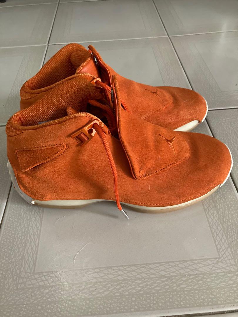Air Jordan 18 Orange Suede Men s Fashion Footwear Sneakers on