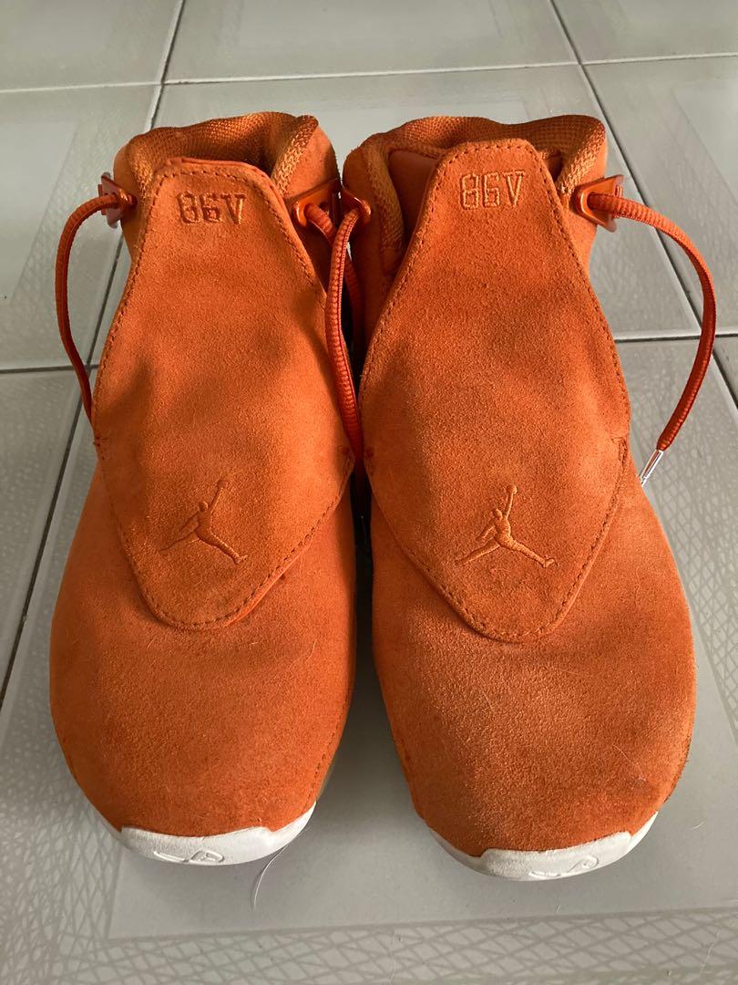 Air Jordan 18 Orange Suede Men s Fashion Footwear Sneakers on