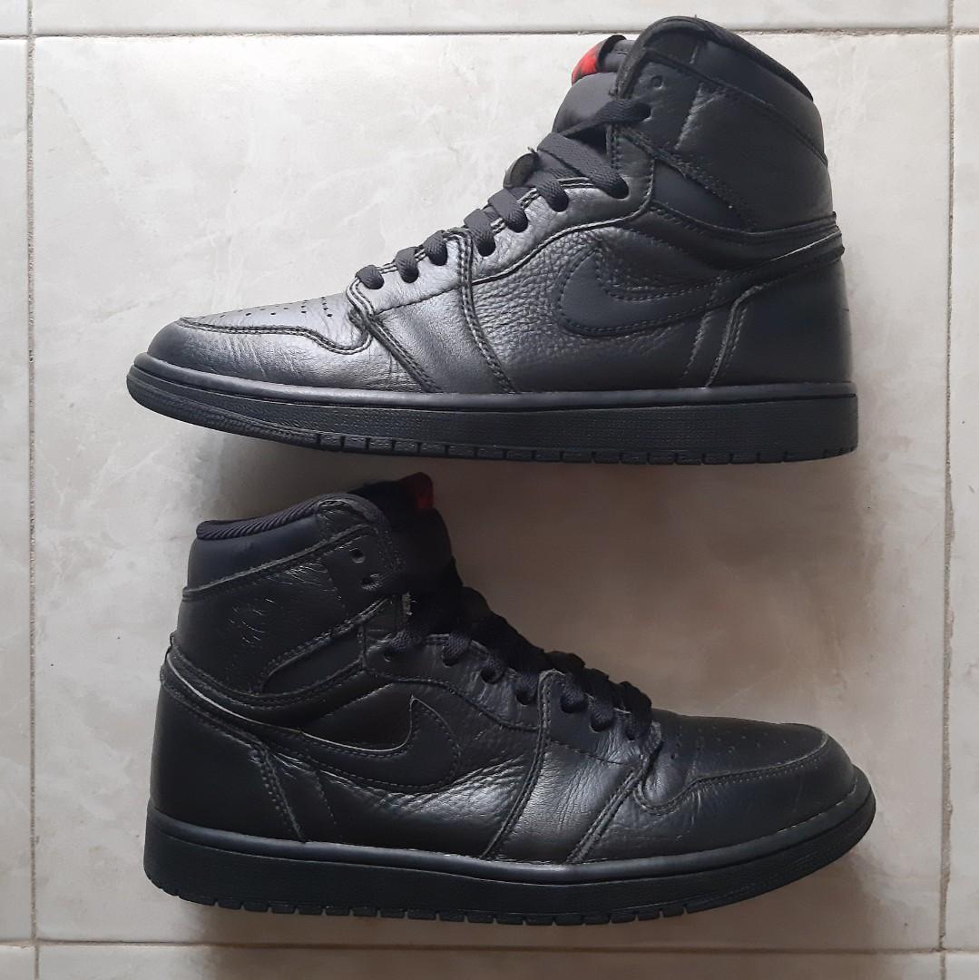 high top all black jordans