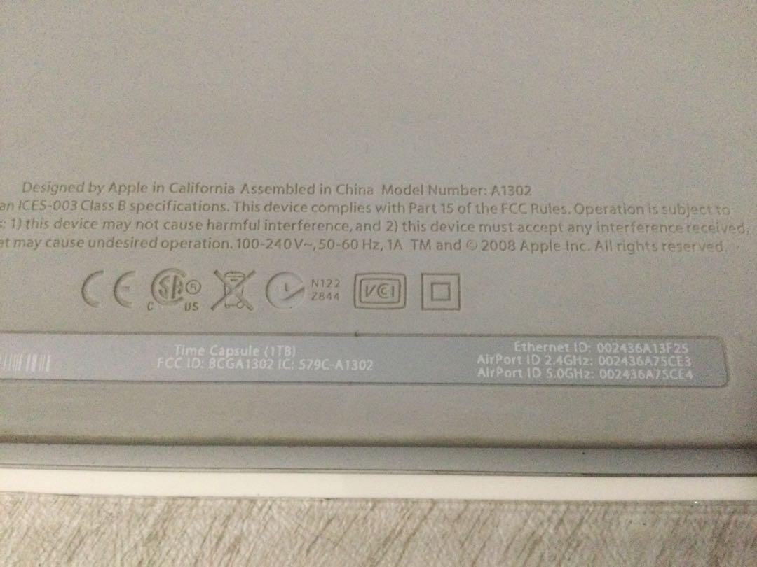 APPLE A 1254 TIME CAPSULE (500 GB) (Category: Networking) located in Santa Rosa. Submitted by francisko777 (Listing ID 1121576382, Image 3). Description: USED APPLE A1254 TIME CAPSULE(500GB) . GOOD USED CONDITION, TESTED WORKING. PLEASE SEE PICTURES FOR ADDITIONAL REFERENCE. *PLEASE SEE OTHER LISTING I HAVE MORE ITEM FOR SALE. LOCAL PICK UP STA. ROSA CITY OF LAGUNA..