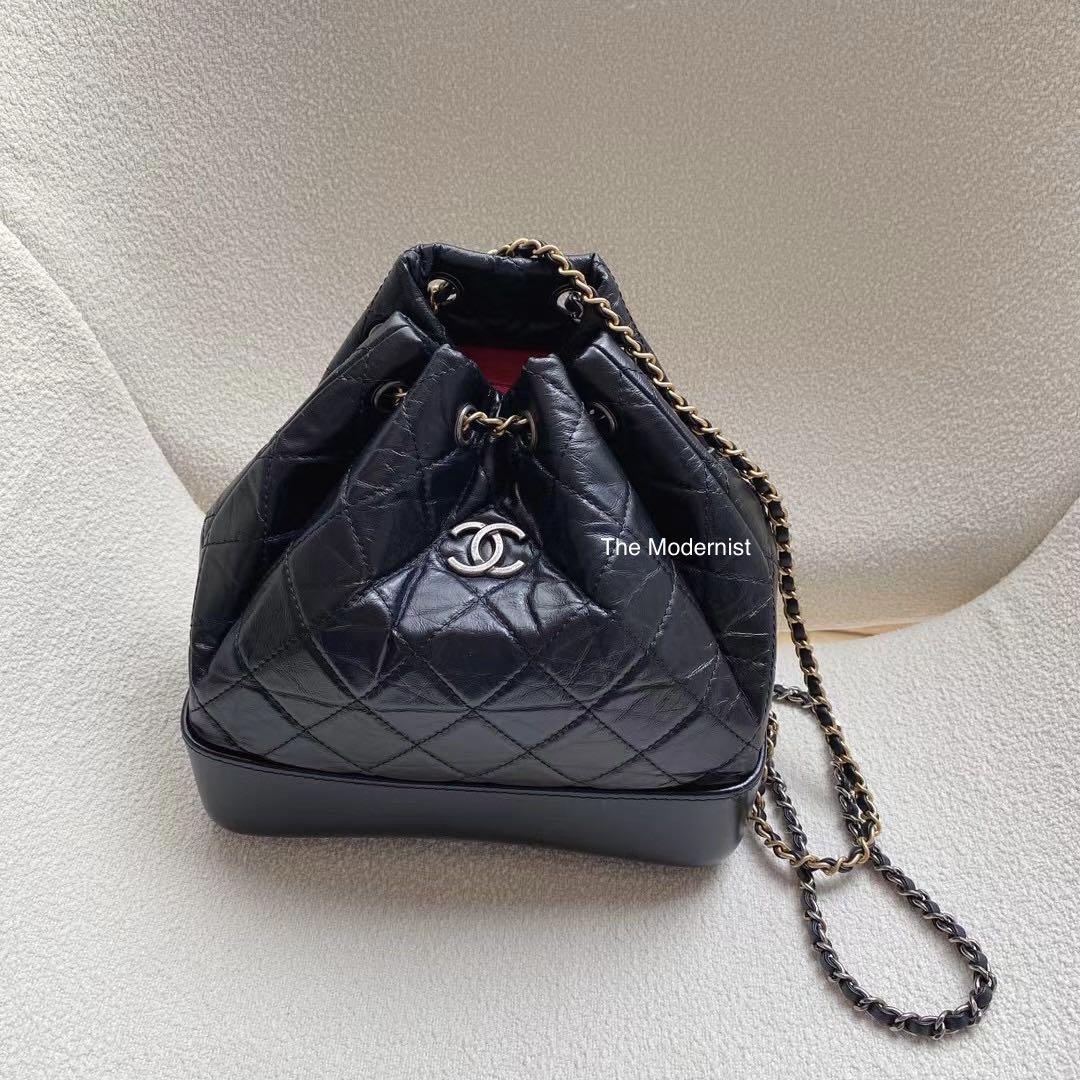 C.h.a.n.e.l Aged Quilted Gabrielle Backpack Navy Black Small, Luxury, Bags  & Wallets on Carousell