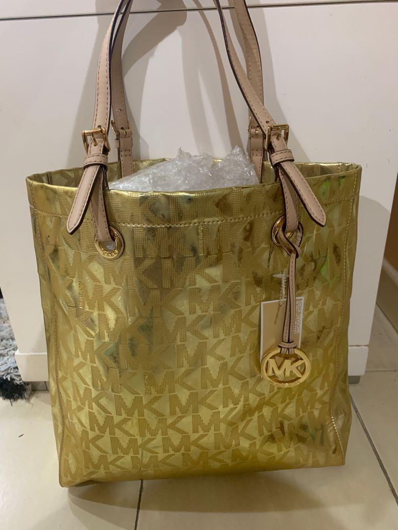 Authentic MK Metallic Gold Tote Bag