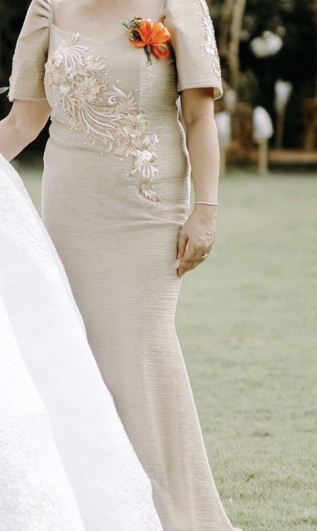 Beige online filipiniana dress