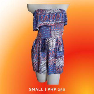 Bohemian Aztec Tube Romper with pockets