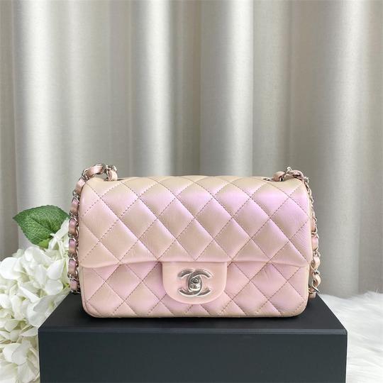 ✖️SOLD!✖️ Chanel 21K Mini Rectangle Flap in Iridescent Pink Lambskin SHW