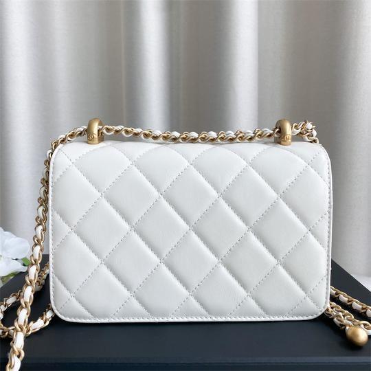✖️SOLD!✖️Chanel Mini Flap Bag with Adjustable Pearl Chain Strap in White  Calfskin AGHW