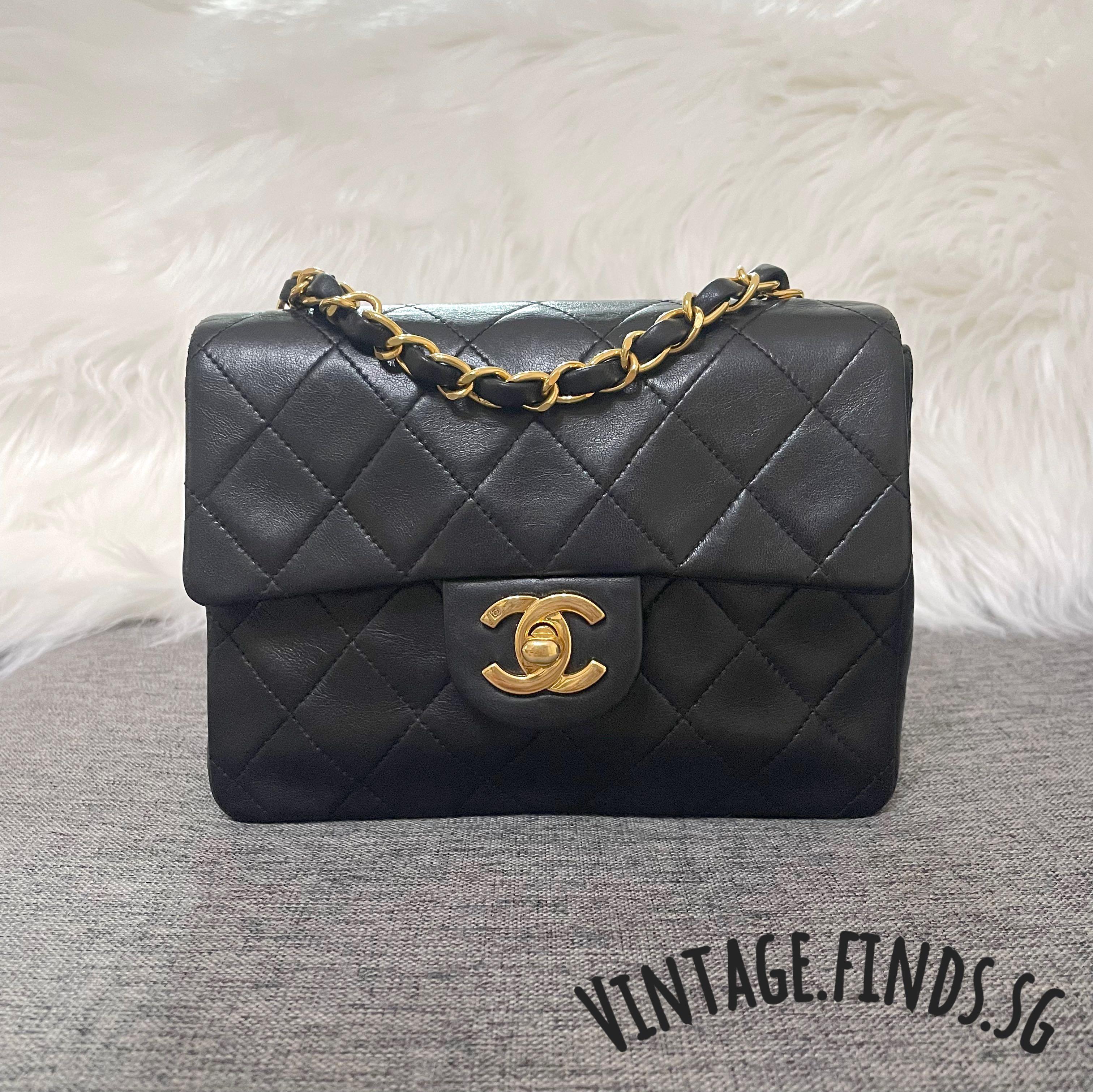 [Pre-order] CHANEL Quilted Mini Square Single Flap (Black & White / Gold)