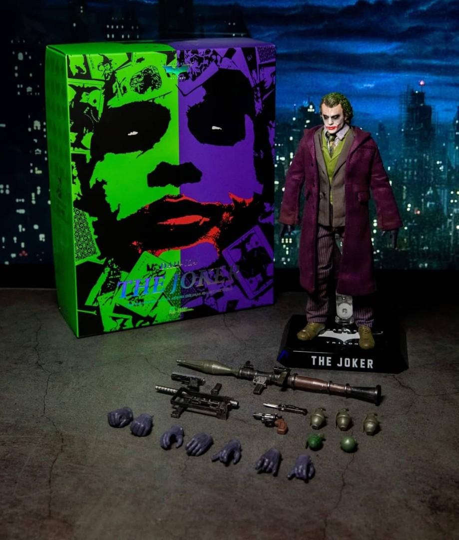 Dark Knight Heath Ledger Joker Dynamic Action Figure (Category: Figurines & Statues) located in Quezon City. Submitted by Collectors_Club (Listing ID 1121426405, Image 1). Description: Product Features: 8 inches (20.32cm) From The Dark Knight Made of plastic and fabric 1/9 Scale 28 Points of articulation Brand- Beast Kingdom Box Contents: The Joker figure 4 Interchangeable hands 2 Pistols Bazooka Gun 4 Hand grenades Knife.