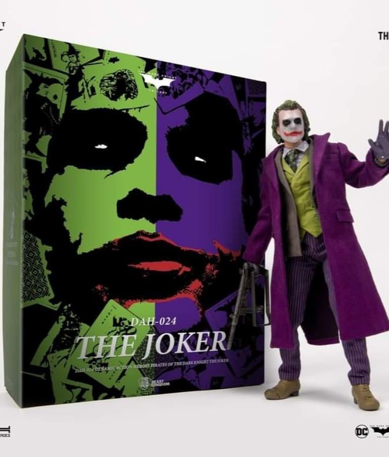 Dark Knight Heath Ledger Joker Dynamic Action Figure (Category: Figurines & Statues) located in Quezon City. Submitted by Collectors_Club (Listing ID 1121426405, Image 2). Description: Product Features: 8 inches (20.32cm) From The Dark Knight Made of plastic and fabric 1/9 Scale 28 Points of articulation Brand- Beast Kingdom Box Contents: The Joker figure 4 Interchangeable hands 2 Pistols Bazooka Gun 4 Hand grenades Knife.