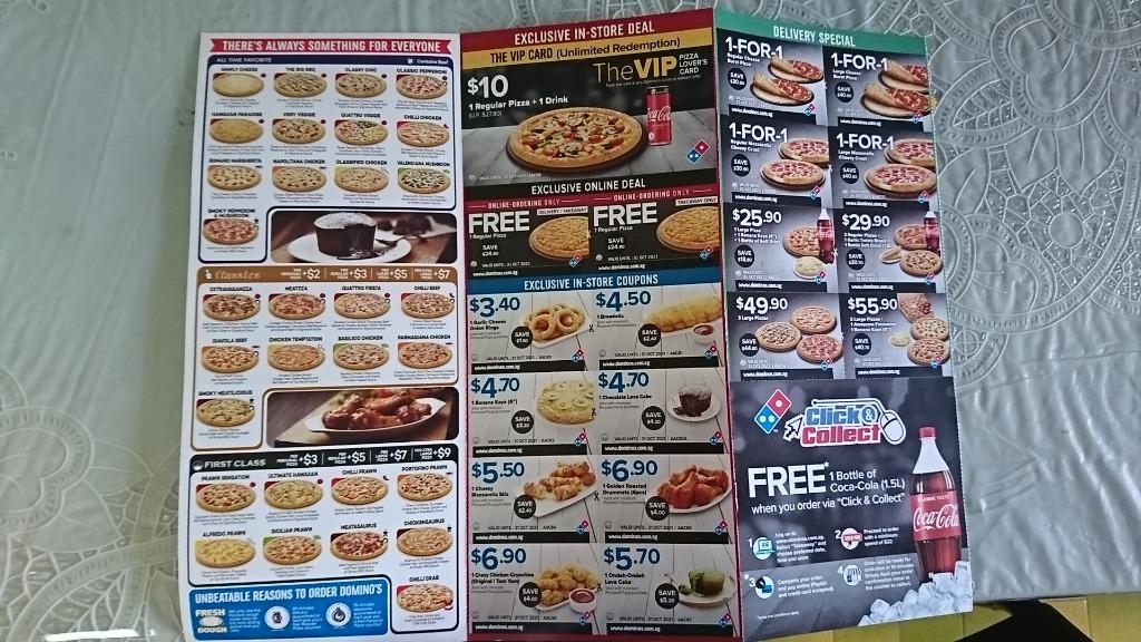 Dominos pizza voucher (includes free 2 reg pizzas), Tickets & Vouchers