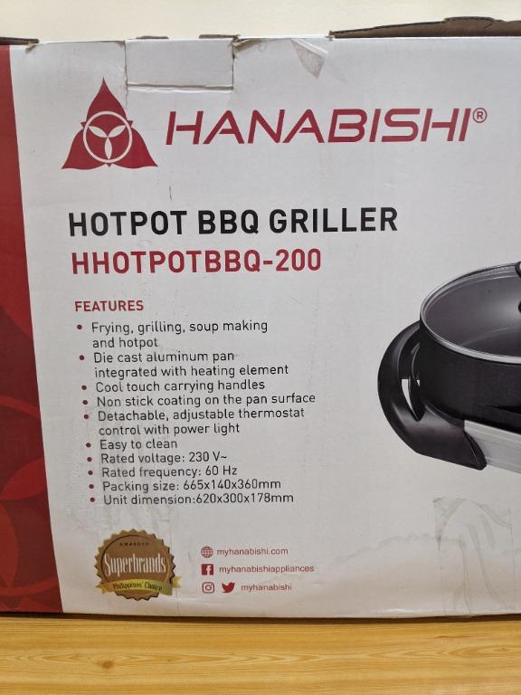 Hanabishi Hotpot and BBQ Griller, TV & Home Appliances, Kitchen