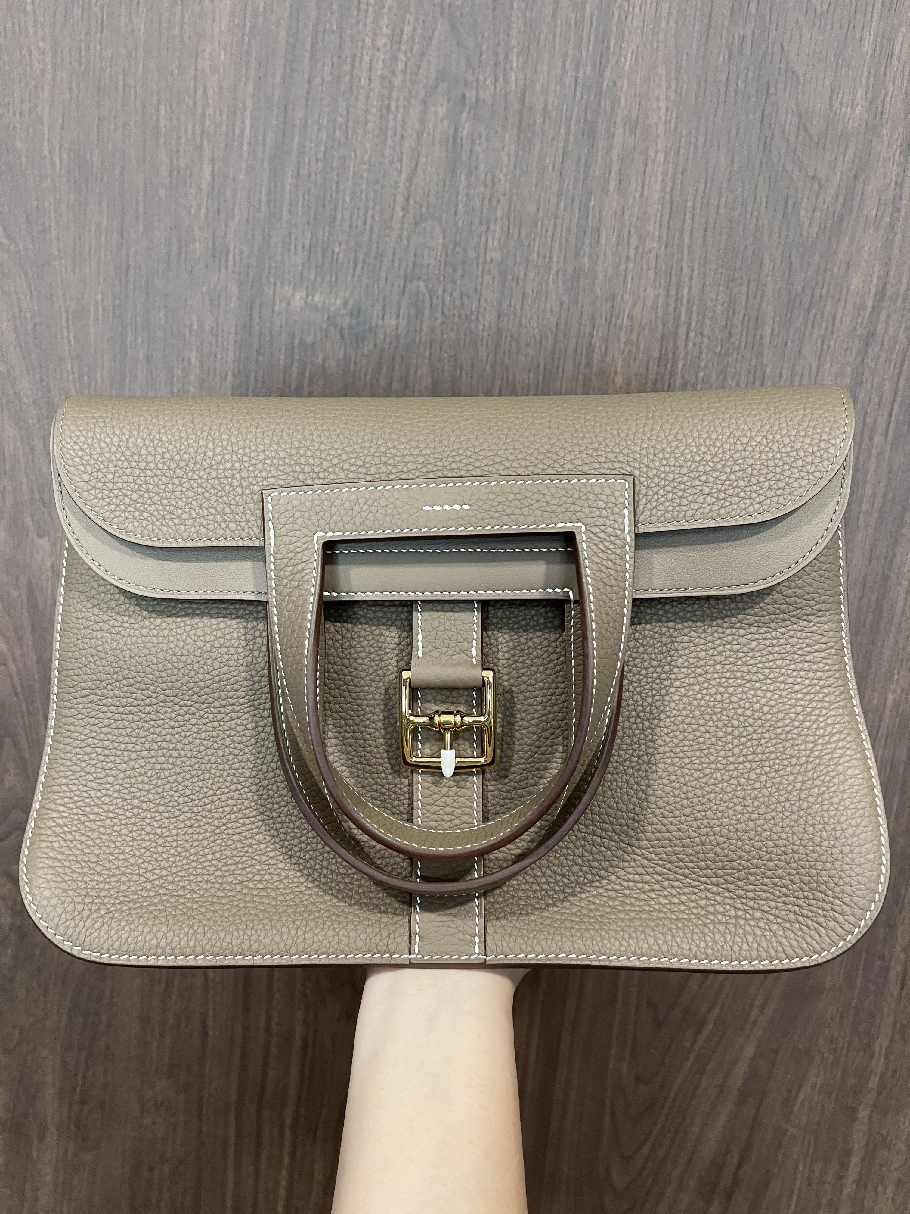 Hermes Halzan 31 Etoupe GHW Luxury Bags Wallets on Carousell