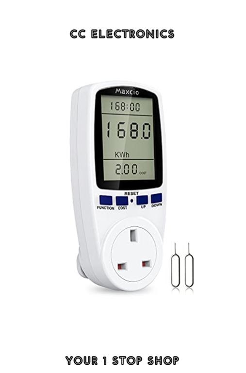 INSTOCK Maxcio Power Monitor with Backup Battery, 13A Watt Meter with 7