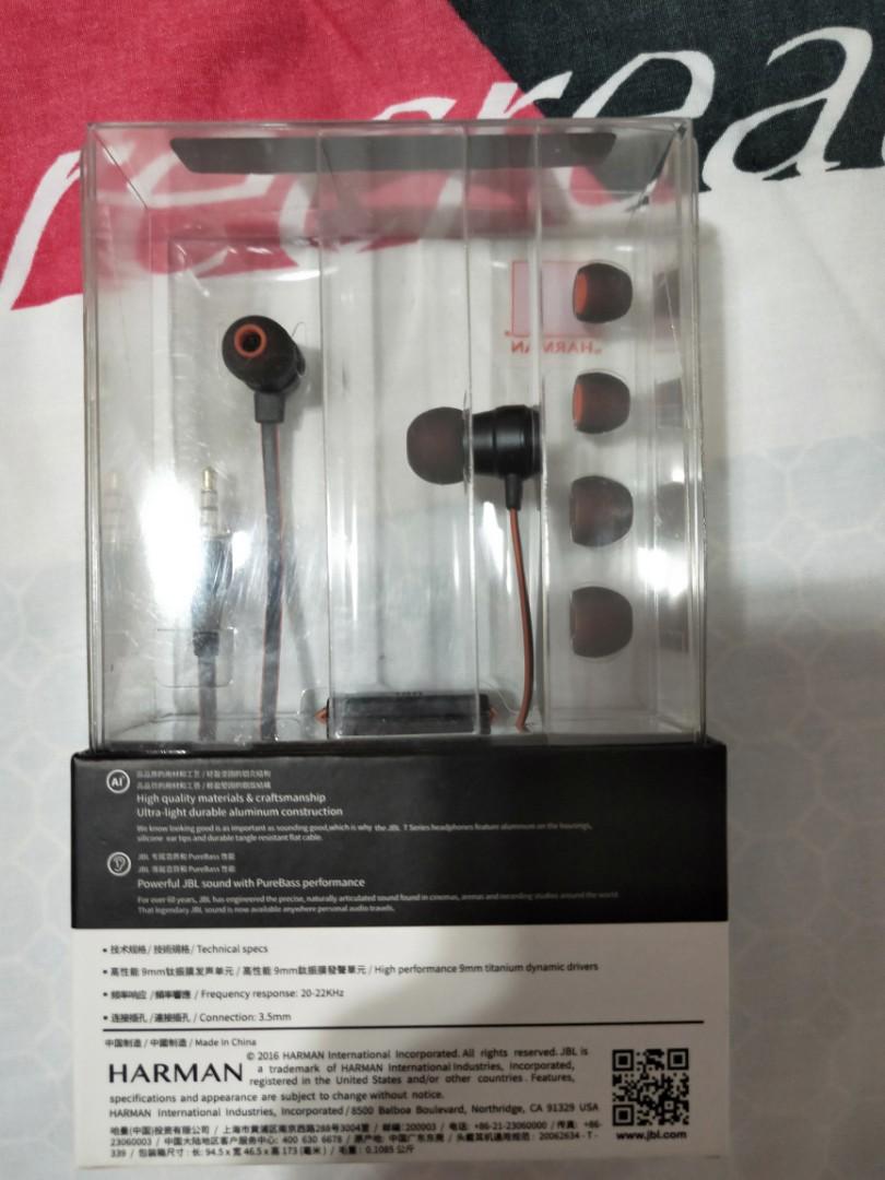 JBL T280A Titanium Diaphragm Stereo In Ear Earphones with Headset black