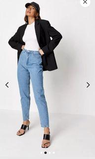 Missguided Riot High Waisted Plain Rigid Mom Jeans in Blue