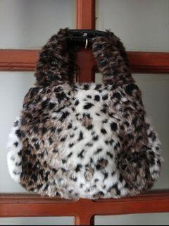 Plush handbag - animal print fur