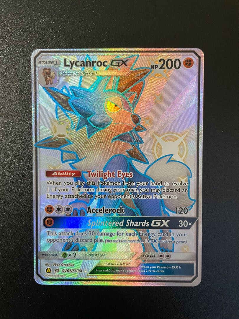 shiny lycanroc pokemon card Lycanroc GX SV67/SV94 Hidden Fates Shiny Vault Pokemon TCG NM