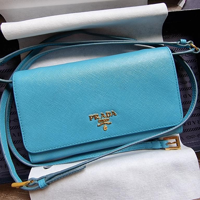 Prada wallet hotsell with shoulder strap