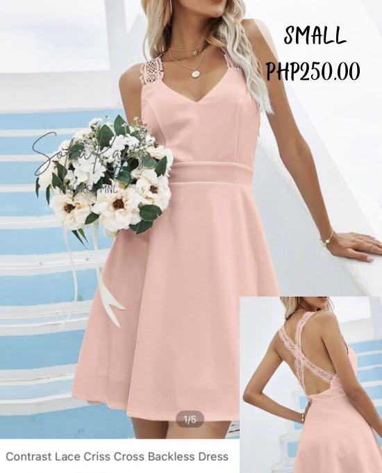 Shein Peach Dress, Women's Fashion 