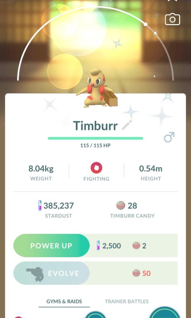 Shiny Timburr Pokemon Go Video Gaming Gaming Accessories In Game Products On Carousell