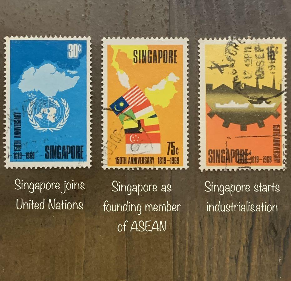 Singapore stamps 1969 issue 150 Years of Founding meaningful themes