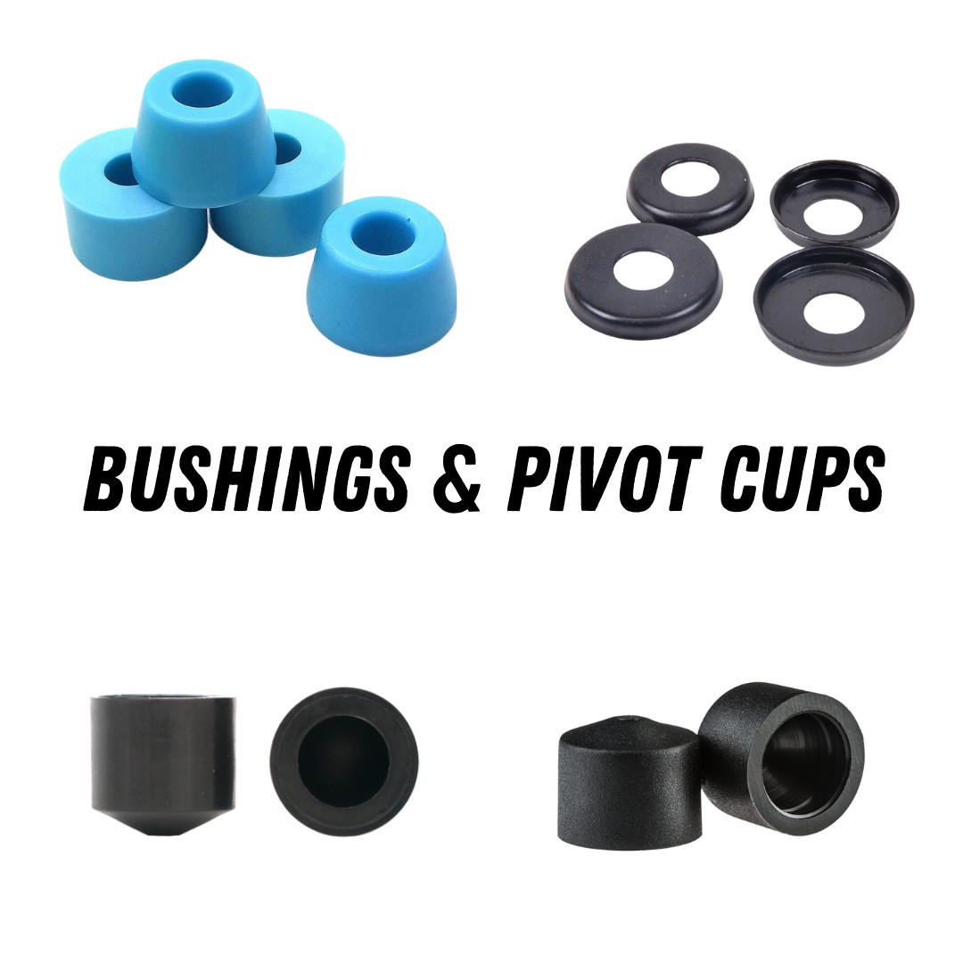 Skateboard longboard & cruiser board bushings, bushing washers and