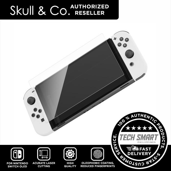 Skull & Co. Tempered Glass Screen Protector for Switch OLED (2-Pack) (Category: Cases & Covers) located in Manila. Submitted by techsmartph (Listing ID 1121406387, Image 1). Description: * Accurate laser cutting - perfectly match the screen of Nintendo SWITCH OLED * High-quality - 9H hardness tempered glass to provide high transparency and high sensitive touch response * Ultra-thin - 0.26 mm thick only * Sleek looking - no cut out for light senso