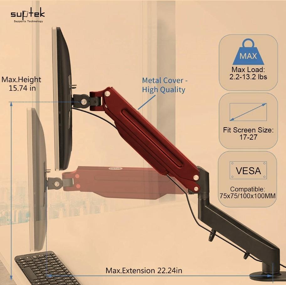 Suptek MD8 Single Monitor Arm Computers Tech Parts Accessories Monitor Screens on Carousell