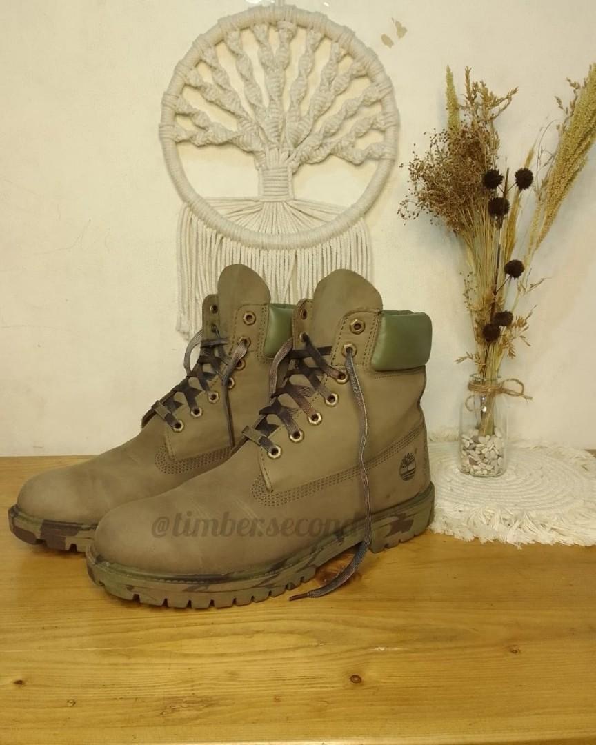 Timberland Boots 6 inch . Size 44 Outsole Camouflage Limited, Fesyen Pria,  Sepatu , Sepatu Boot di Carousell