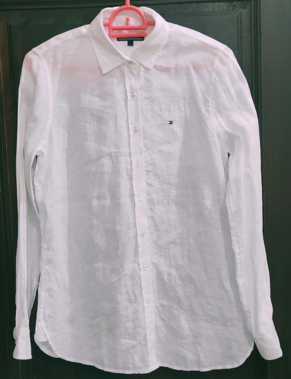 Tommy hilfiger white 2025 linen shirt