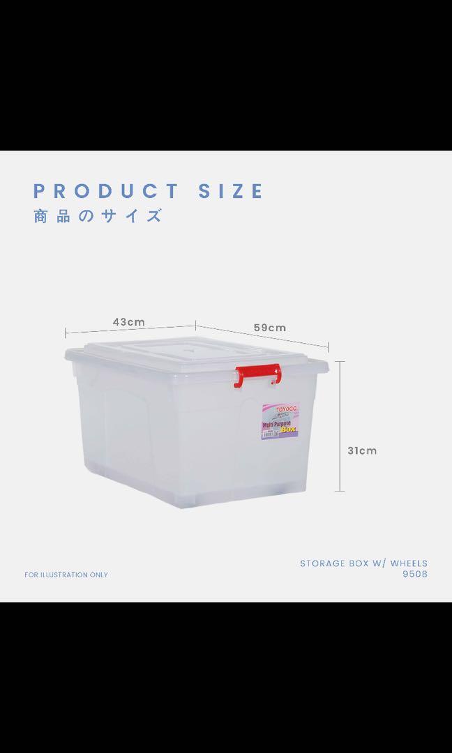 Toyogo Storage Box 45L with cover & wheels (9508), Furniture & Home