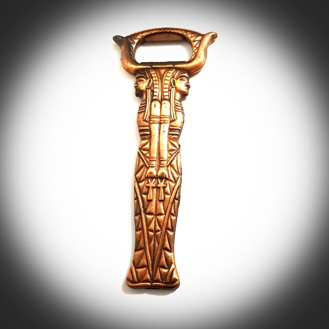 Vintage bottle opener bronze Egyptian (Category: Vintage Collectibles) located in Imus. Submitted by mostlyvintage (Listing ID 1121401101, Image 2). Description: 🎀 vintage bronze bottle opener with Egyptian sarcophagus design 🎀 🌸For fashion finds and other stuff, pls. visit my other Carousell store: https://carousell.app.link/XSuC3F3Gsuba.