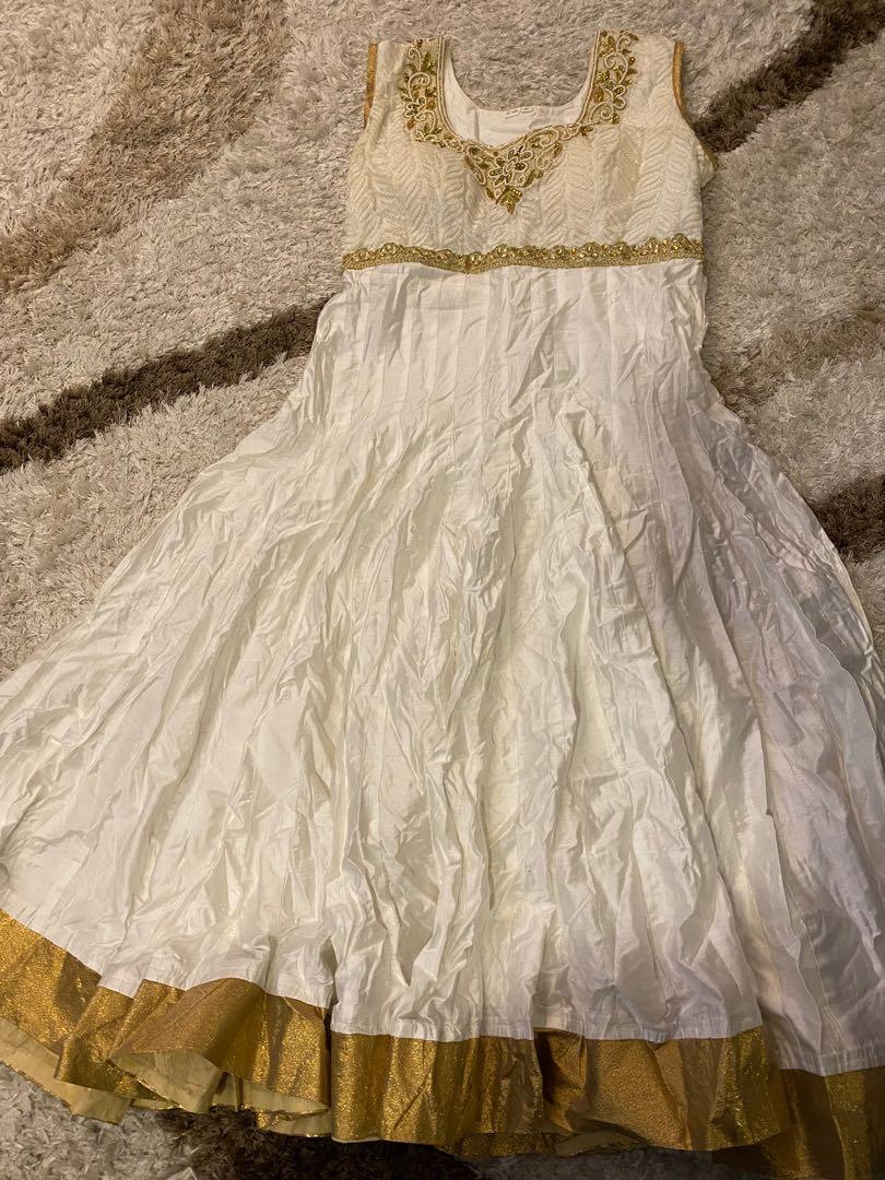 White and clearance gold punjabi suit