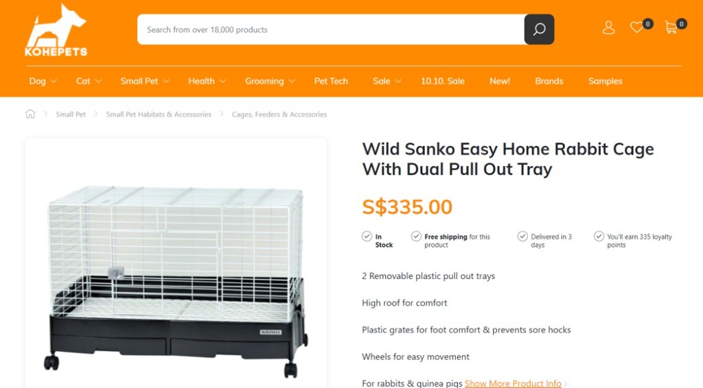 Sanko Easy Home Rabbit Cage With Dual Pull Out Tray, Pet Supplies ...