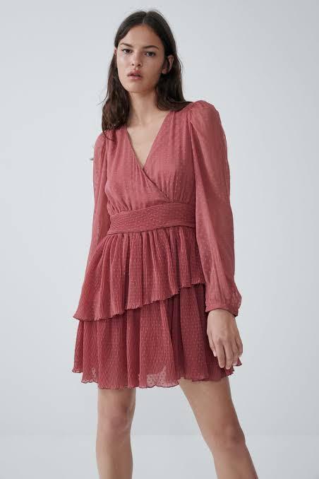 open lace back dress Zara Pink/Purple Mesh Sleeveless Midi Dress main image 0