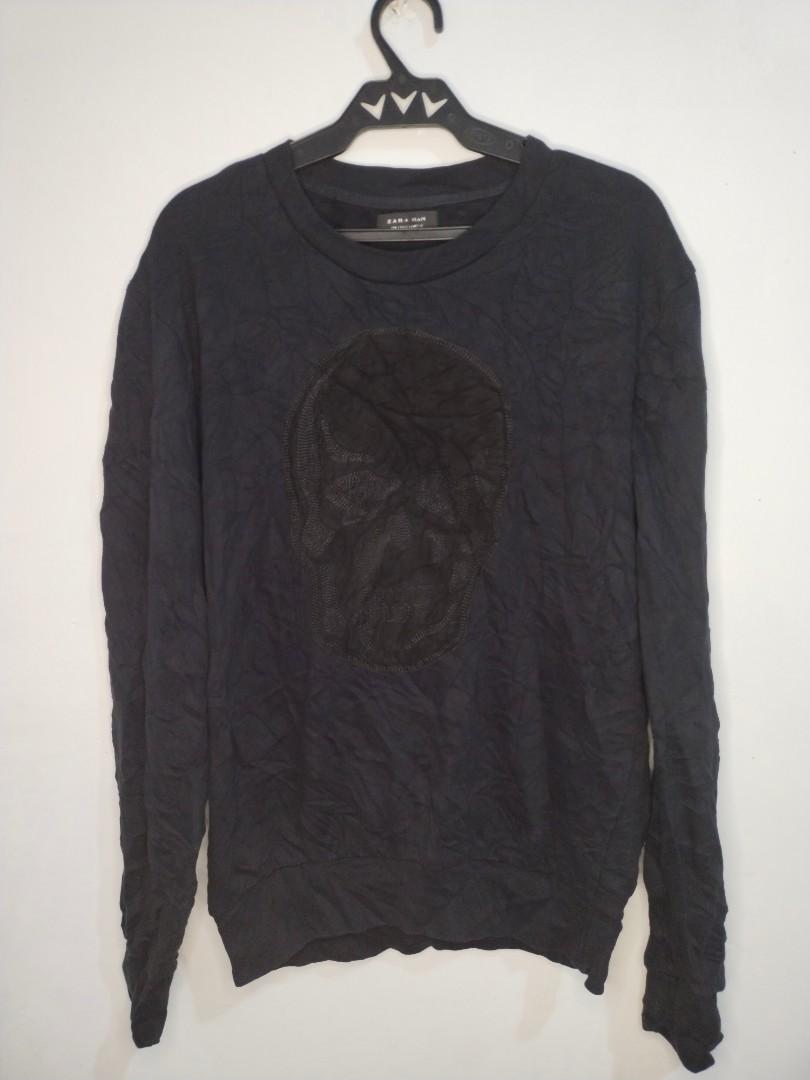 Zara Man Embroidered Skull Sweater, Men 