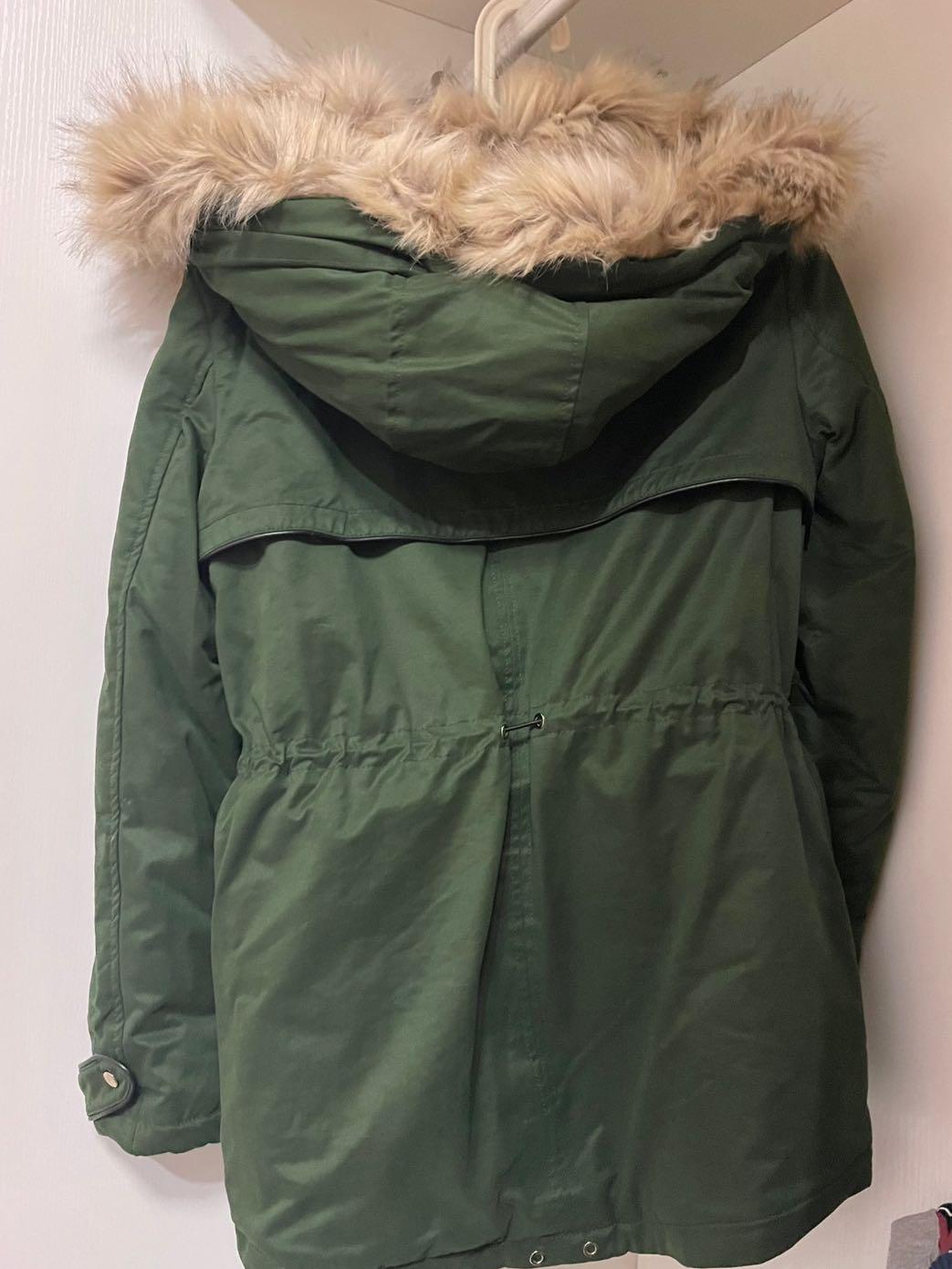 ZARA Trf Army Green Winter Jacket Parka Coat, Women's Fashion, Coats