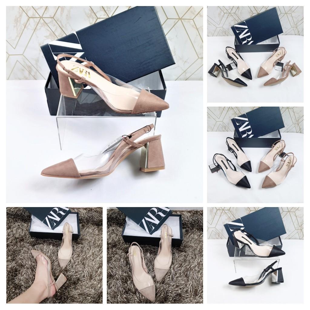 Zara Vinyl Slingback Plated Heels 299 