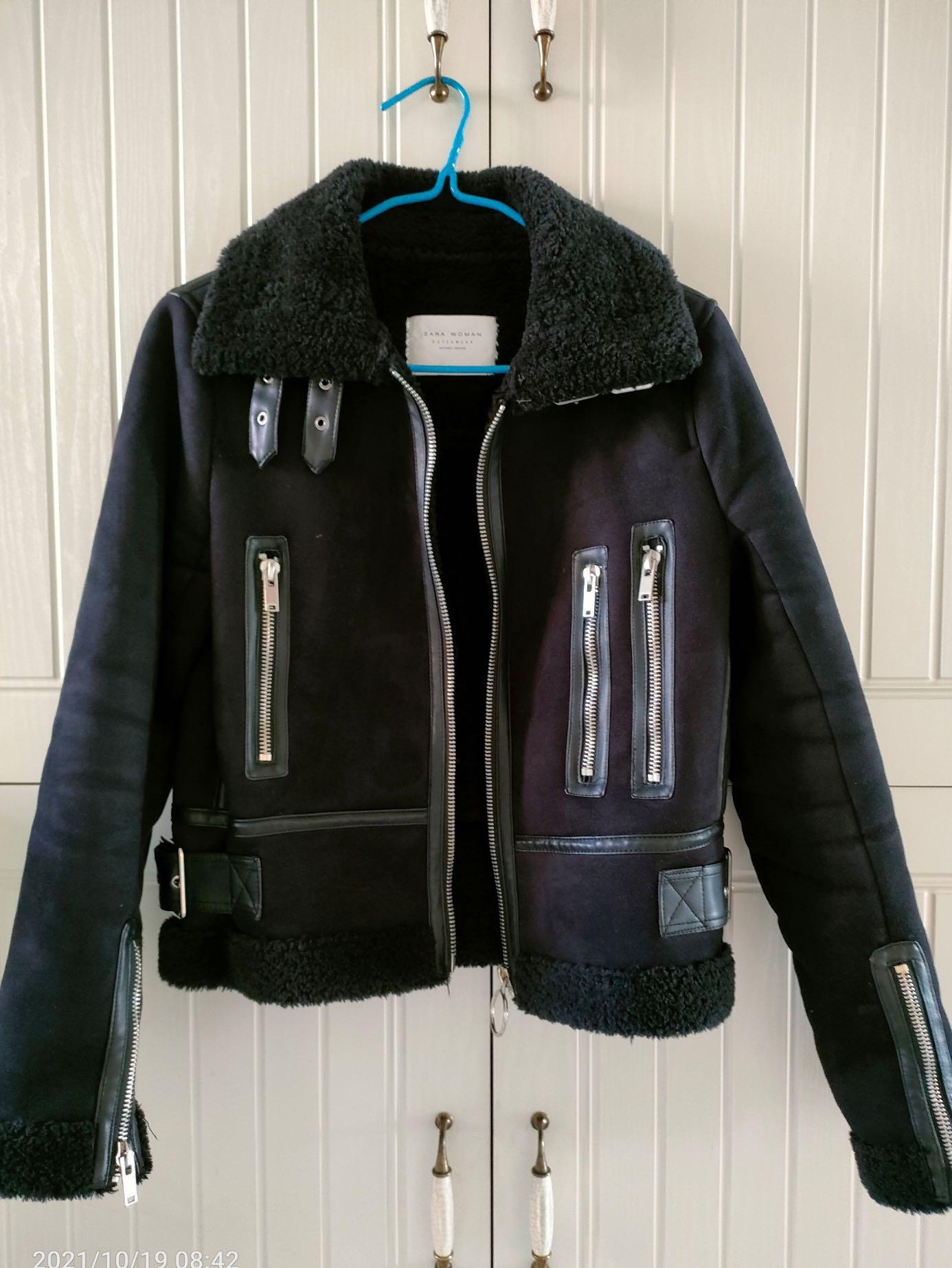 Zara leather best sale fur biker jacket