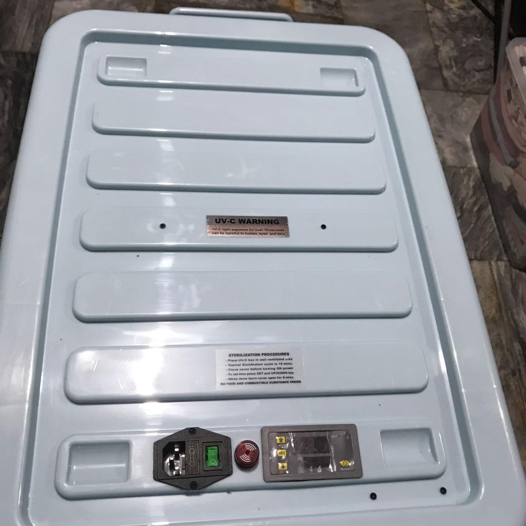 AERO UV-C STERELIZER BOX (Category: Electrical, Adaptors & Sockets) located in Manila. Submitted by nicefab (Listing ID 1121648381, Image 2). Description: Locally Made Anti-Bacterial Box Model: UV-C STERELIZER BOX ✔️Lamp Power 13W ✔️Voltage AC220V/60Hz ✔️Programmable Timer 0-999mins ✔️Wavelength 254nm ✔️Box high impact resistant ✔️Material: Polypropylene ✔️Dimension: Outer(mm):630Lx435Wx385H Inner(mm):510Lx340Wx340H ✔️Has an automatic shut off sy