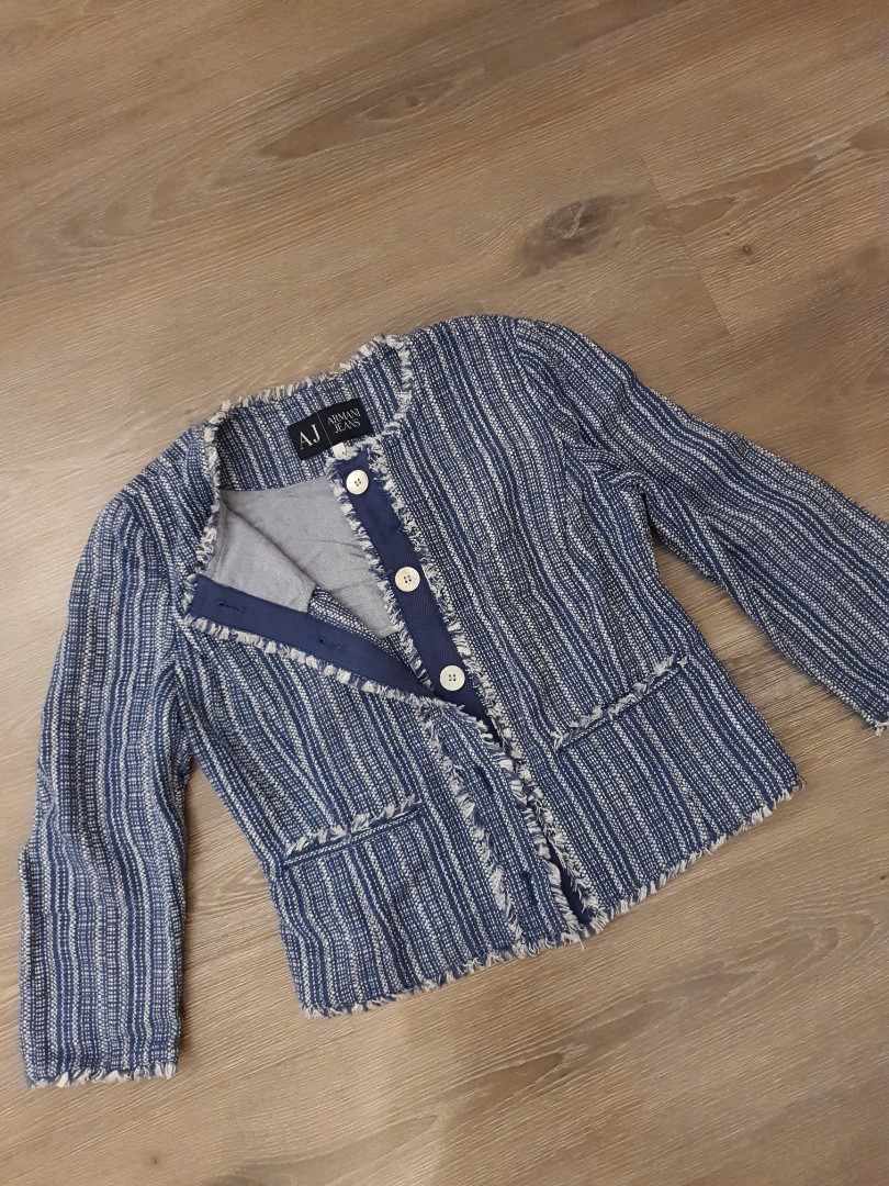 Authentic Armani Jeans Tweed Jacket Women s Fashion Coats