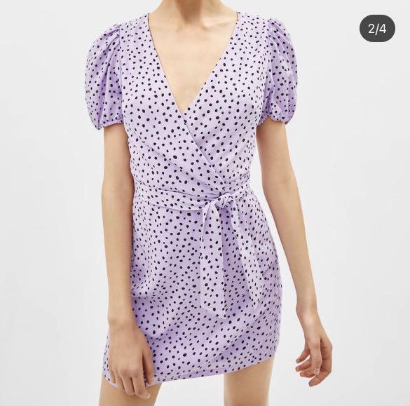 Bershka Purple Polka dress, Women's Fashion, Dresses & Sets, Jumpsuits