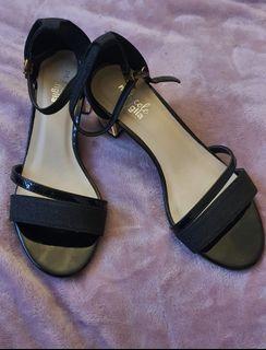 Black Glitter and Gold 2-inch  block heels sandals