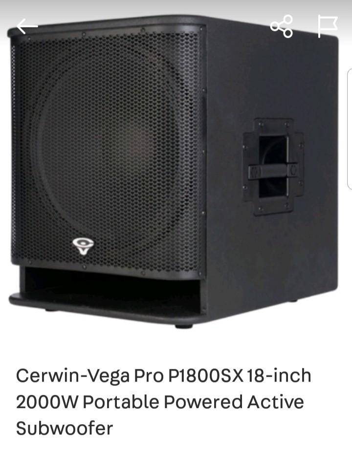 Cerwin-Vega Pro P1800SX 18-inch 200W Portable Powered Active Subwoofer, Audio, Speakers & on