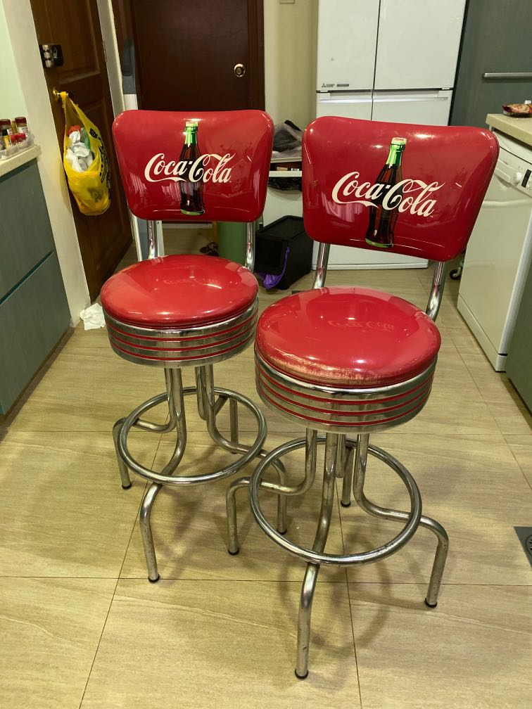 Coca Cola bar stools., Furniture & Home Living, Furniture, Chairs on Carousell