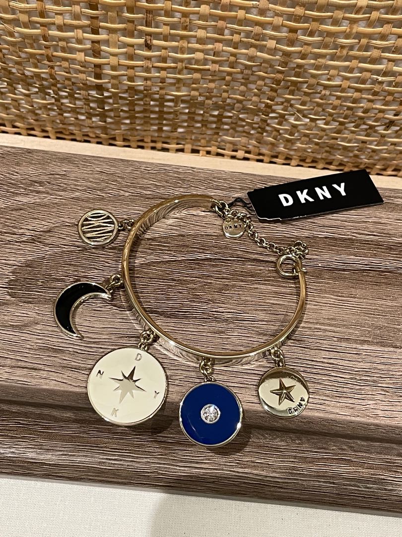 DKNY Gold Tone Charm Bangle Bracelet Women s Fashion