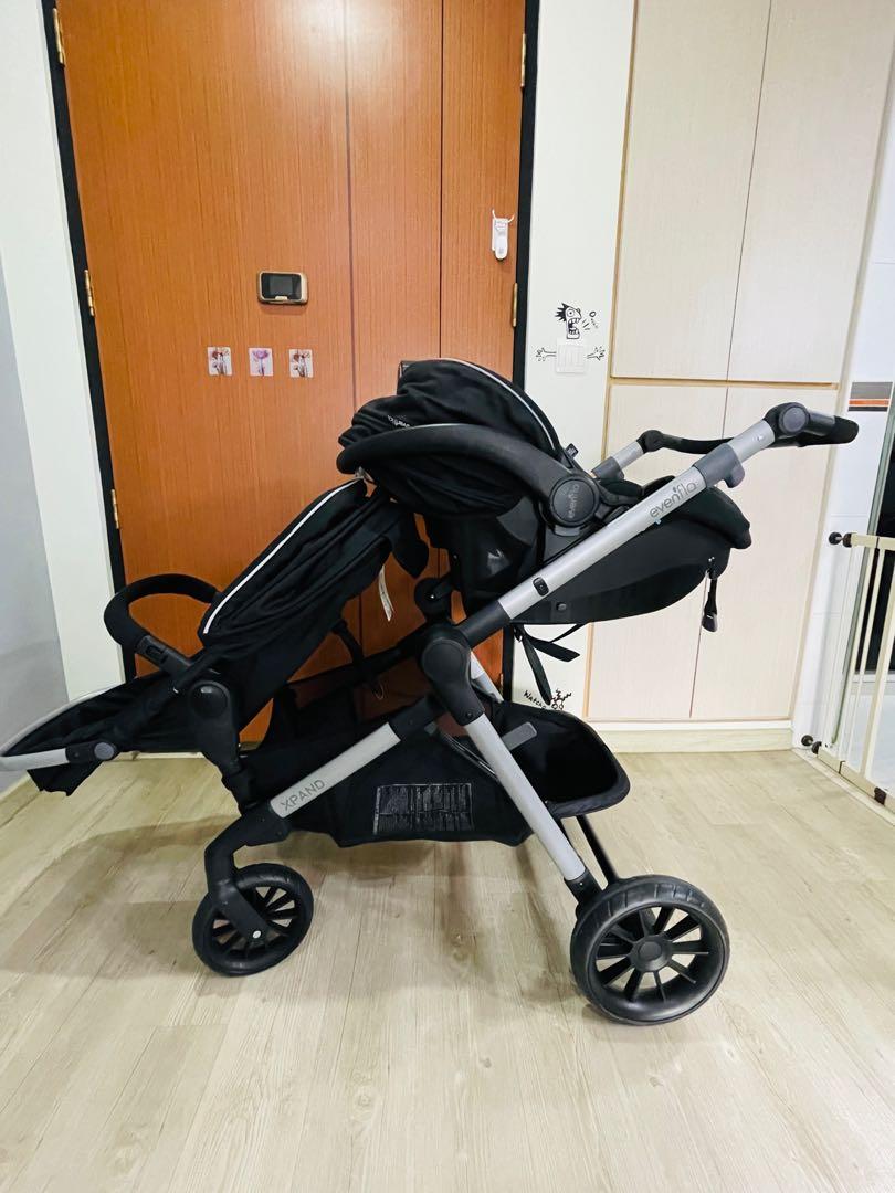 Evenflo Pivot Xpand Travel System with Car Seat Double Stroller, Babies