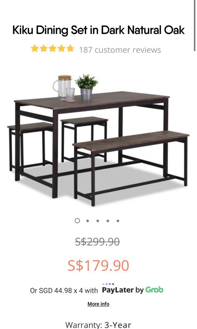 Fortytwo Kiku Dining Set in Dark Natural Oak (Table and chairs